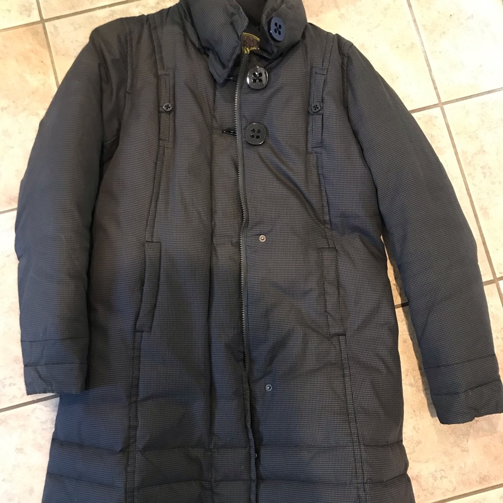 Soia & Kyo Long Quilted Puffer Coat in Dark Gray